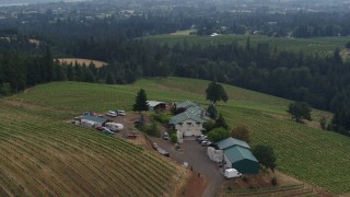 5.7K aerial stock footage of vineyards and winery on a hilltop, Hood River, Oregon Aerial Stock Footage | DX0001_015_028