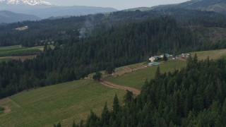 5.7K aerial stock footage of vineyards and the winery surrounded by forests, Hood River, Oregon Aerial Stock Footage | DX0001_015_031