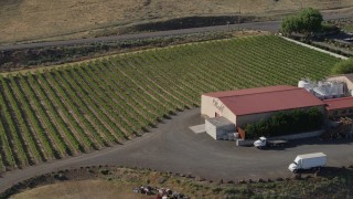 5.7K aerial stock footage of orbiting the side of the Maryhill Winery in Goldendale, Washington Aerial Stock Footage | DX0001_018_034