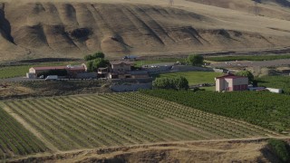 5.7K aerial stock footage of a view of the Maryhill Winery and amphitheater in Goldendale, Washington Aerial Stock Footage | DX0001_018_040