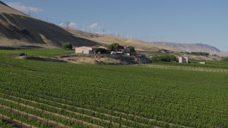 5.7K aerial stock footage of a low altitude approach and flyby of the Maryhill Winery in Goldendale, Washington Aerial Stock Footage | DX0001_019_002