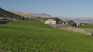 5.7K aerial stock footage approach and fly over Maryhill Winery main building in Goldendale, Washington Aerial Stock Footage | DX0001_019_012