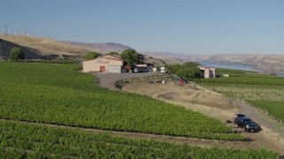 5.7K aerial stock footage approach and flyby Maryhill Winery main building in Goldendale, Washington Aerial Stock Footage | DX0001_019_013