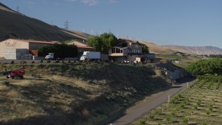 DX0001_019_014 - 5.7K aerial stock footage flyby Maryhill Winery main building in Goldendale, Washington