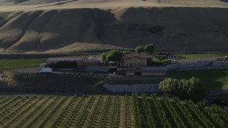 5.7K aerial stock footage approach and fly over the Maryhill Winery main building in Goldendale, Washington Aerial Stock Footage | DX0001_019_024