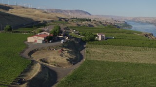 DX0001_019_032 - 5.7K aerial stock footage flyby and then away from Maryhill Winery and amphitheater in Goldendale, Washington