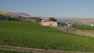 5.7K aerial stock footage of flying over the Maryhill Winery in Goldendale, Washington for a wide view of the Columbia River Aerial Stock Footage | DX0001_019_036