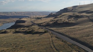 DX0001_019_039 - 5.7K aerial stock footage of Lewis and Clark Highway in Goldendale, Washington