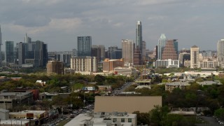 5.7K aerial stock footage ascend and flyby skyscrapers in the city's skylinel, Downtown Austin, Texas Aerial Stock Footage | DX0002_103_034