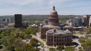 5.7K aerial stock footage slowly orbit the Texas State Capitol in Downtown Austin, Texas Aerial Stock Footage | DX0002_107_003