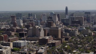 5.7K aerial stock footage a wide view of capitol, office buildings and city skyline in Downtown Austin, Texas Aerial Stock Footage | DX0002_108_005