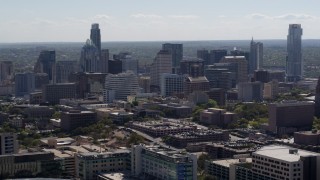 5.7K aerial stock footage of slowly flying away from the city's skyline in Downtown Austin, Texas Aerial Stock Footage | DX0002_108_020