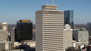 5.7K aerial stock footage of orbiting Tennessee Tower in Downtown Nashville, Tennessee Aerial Stock Footage | DX0002_113_040