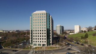 5.7K aerial stock footage stationary view of Andrew Johnson Tower, a government office building in Downtown Nashville, Tennessee Aerial Stock Footage | DX0002_114_013