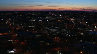 5.7K aerial stock footage slowly flying away from a hospital complex at twilight, Nashville, Tennessee Aerial Stock Footage | DX0002_115_048