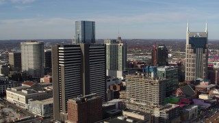 5.7K aerial stock footage approach and orbit Renaissance Hotel in Downtown Nashville, Tennessee Aerial Stock Footage | DX0002_119_003