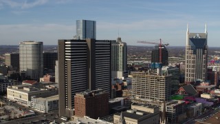 5.7K aerial stock footage slowly orbit Renaissance Hotel in Downtown Nashville, Tennessee Aerial Stock Footage | DX0002_119_005