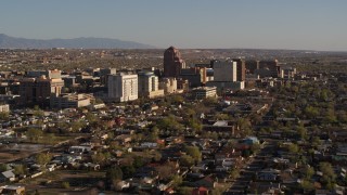 5.7K aerial stock footage of flying by the city's high-rises in Downtown Albuquerque, New Mexico Aerial Stock Footage | DX0002_122_001