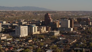 5.7K aerial stock footage of a view of the city's office high-rises, Downtown Albuquerque, New Mexico Aerial Stock Footage | DX0002_122_018