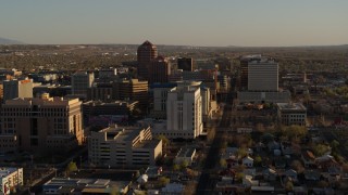 5.7K aerial stock footage of high-rise office buildings behind courthouse in Downtown Albuquerque, New Mexico Aerial Stock Footage | DX0002_122_025