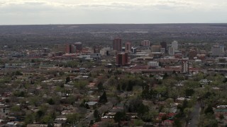 5.7K aerial stock footage wide view of city's high-rises seen while flying by neighborhood, Downtown Albuquerque, New Mexico Aerial Stock Footage | DX0002_126_041