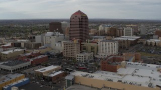 5.7K aerial stock footage circling Albuquerque Plaza and neighboring city buildings, Downtown Albuquerque, New Mexico Aerial Stock Footage | DX0002_127_009