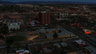 5.7K aerial stock footage orbit medical center at twilight, Albuquerque, New Mexico Aerial Stock Footage | DX0002_128_017