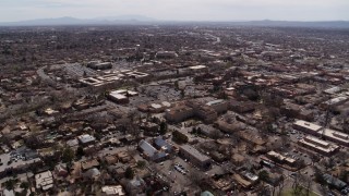 5.7K aerial stock footage flying by the downtown area of Santa Fe, New Mexico Aerial Stock Footage | DX0002_129_018