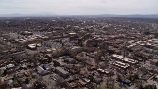 5.7K aerial stock footage of the downtown area and surrounding city of Santa Fe, New Mexico during descent Aerial Stock Footage | DX0002_129_022