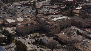 5.7K aerial stock footage orbit hotel in the city's downtown area, Santa Fe, New Mexico Aerial Stock Footage | DX0002_129_034