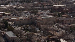 5.7K aerial stock footage orbiting a hotel in the city's downtown area, Santa Fe, New Mexico Aerial Stock Footage | DX0002_129_035