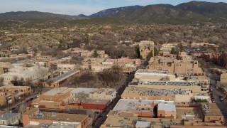 5.7K aerial stock footage of orbiting Santa Fe Plaza with a view of the cathedral, Santa Fe, New Mexico Aerial Stock Footage | DX0002_131_021