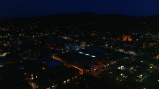 5.7K aerial stock footage orbit Santa Fe Plaza near the cathedral at night, Santa Fe, New Mexico Aerial Stock Footage | DX0002_132_026