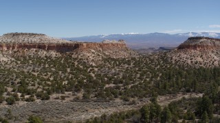 5.7K aerial stock footage of a slow approach to desert mesas in New Mexico Aerial Stock Footage | DX0002_133_009