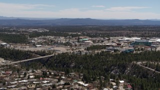 5.7K aerial stock footage slow approach to bridge across a canyon and the Los Alamos National Laboratory, New Mexico Aerial Stock Footage | DX0002_134_004