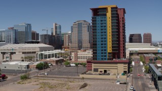 5.7K aerial stock footage of orbiting the condo complex in Downtown Phoenix, Arizona Aerial Stock Footage | DX0002_136_006