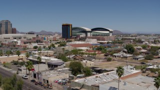 5.7K aerial stock footage of a condominium complex and baseball stadium, Downtown Phoenix, Arizona Aerial Stock Footage | DX0002_136_035