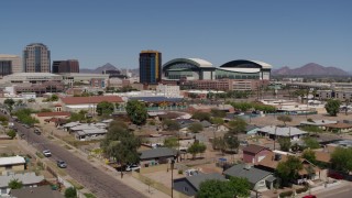 5.7K aerial stock footage of a view of a condominium complex and baseball stadium, Downtown Phoenix, Arizona Aerial Stock Footage | DX0002_136_036