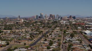 5.7K aerial stock footage of a wide view of the city's skyline, Downtown Phoenix, Arizona Aerial Stock Footage | DX0002_136_046