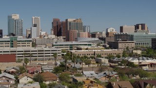 5.7K aerial stock footage flyby and away from high-rise office buildings in Downtown Phoenix, Arizona Aerial Stock Footage | DX0002_137_029