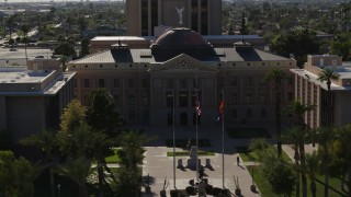 DX0002_137_064 - 5.7K aerial stock footage approach the Arizona State Capitol, orbit building in Phoenix, Arizona