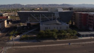 5.7K aerial stock footage of an orbit of the Maricopa County Sheriff’s Office at sunset in Downtown Phoenix, Arizona Aerial Stock Footage | DX0002_142_027