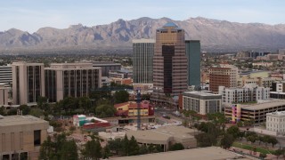 5.7K aerial stock footage orbit One South Church office high-rise in Downtown Tucson, Arizona Aerial Stock Footage | DX0002_145_015