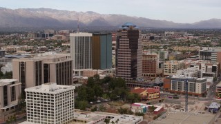 5.7K aerial stock footage orbit One South Church near office high-rises, Downtown Tucson, Arizona Aerial Stock Footage | DX0002_145_017