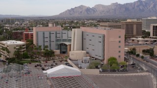 5.7K aerial stock footage of slowly approaching a district court building in Downtown Tucson, Arizona Aerial Stock Footage | DX0002_145_029