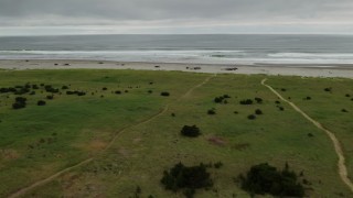 4K aerial stock footage of flying by people on the beach in Long Beach, Washington Aerial Stock Footage | DX0002_148_006