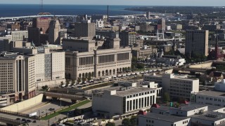 5.7K aerial stock footage of a courthouse in Milwaukee, Wisconsin Aerial Stock Footage | DX0002_152_018