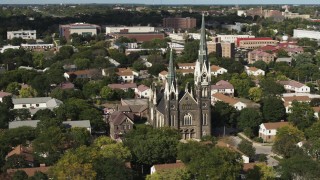 5.7K aerial stock footage of circling a church in Milwaukee, Wisconsin Aerial Stock Footage | DX0002_152_040