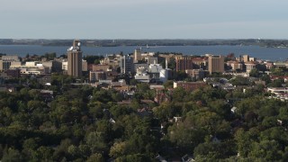 5.7K aerial stock footage of the lakeside university campus while descending, Madison, Wisconsin Aerial Stock Footage | DX0002_161_018