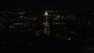 5.7K aerial stock footage wide orbit of Wisconsin State Capitol seen from Washington Ave at night, Madison, Wisconsin Aerial Stock Footage | DX0002_163_008